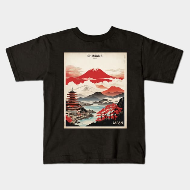 Shimane Japan Travel Vintage Tourism Poster Kids T-Shirt by TravelersGems